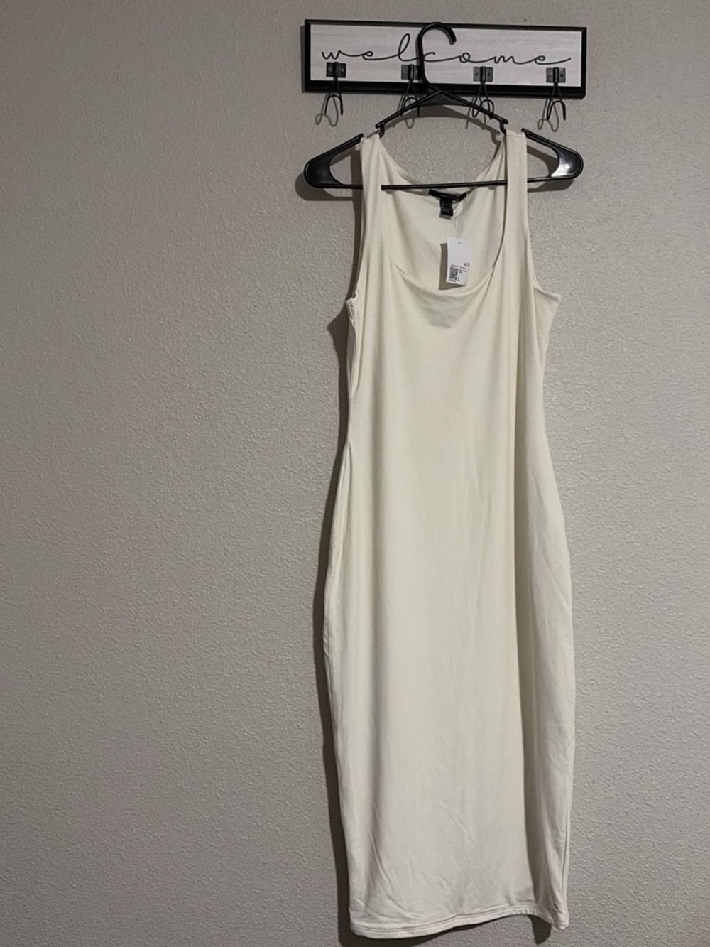 Forever 21 Cream Scoop-Neck Midi Tank Dress - Neutral Ivory